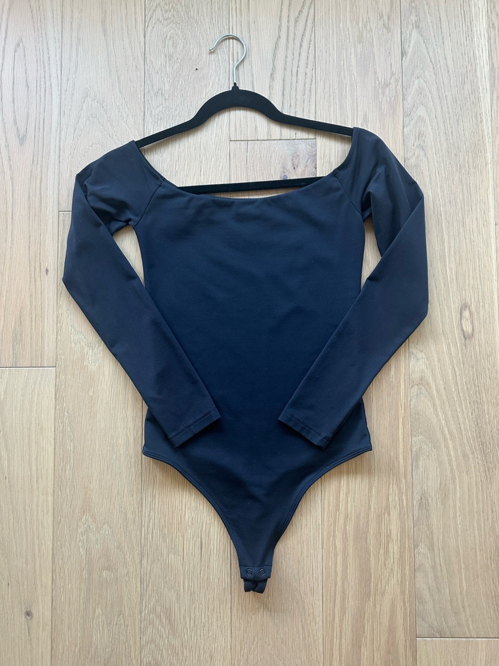 Aritzia Black Long-Sleeve Off-Shoulder Bodysuit